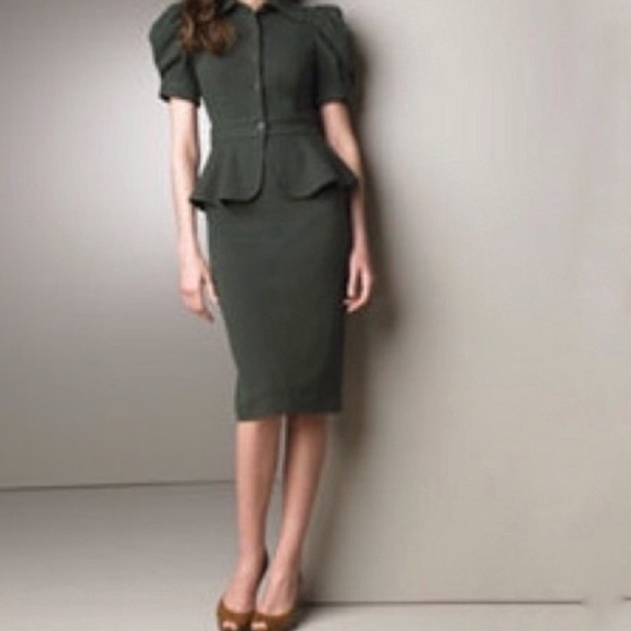 Diane Von Furstenberg Martine Green Midi Pencil Skirt Size 0 - Picture 12 of 12